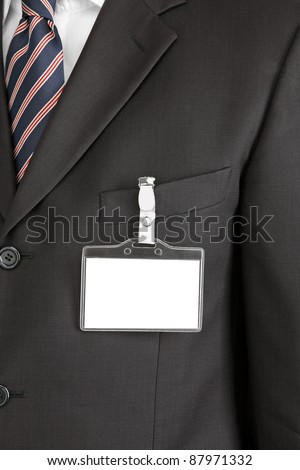 id card on man\'s suit