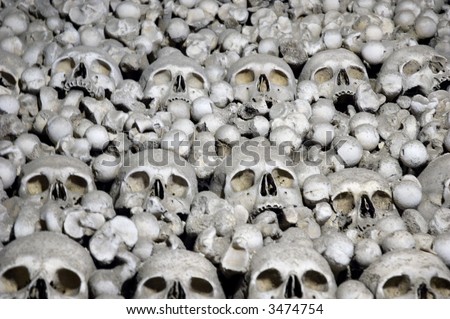 Human skulls and bones. Photo from Kutna Hora in Czech republic.