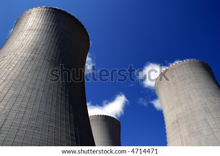 Three cooling towers of nuclear power station.