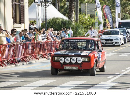 Lloret de Mar, Costa Brava, Spain - October 4, 2014: Historic car participating in the 