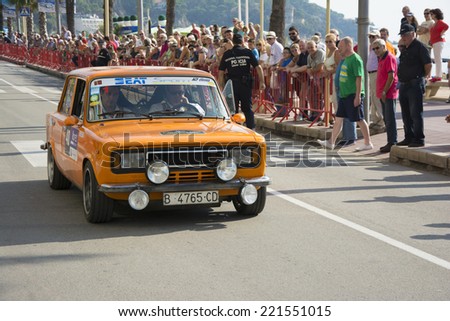Lloret de Mar, Costa Brava, Spain - October 4, 2014: Historic car participating in the \