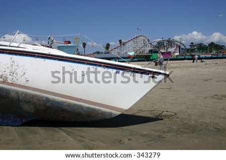 Boat that washed ashore at Santa Cruz