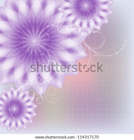 Purple flowers with monograms. The idea for a wedding invitation