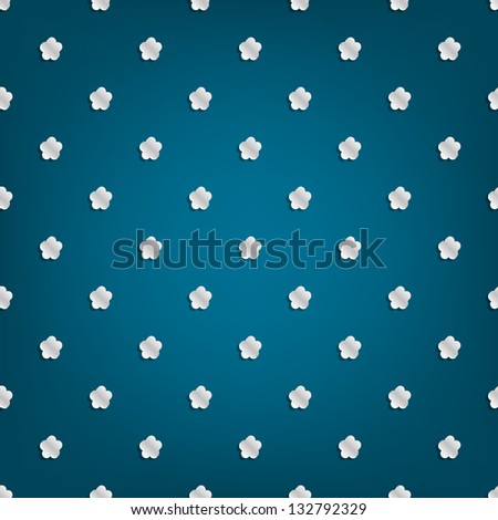 Blue background with white flowers small volume
