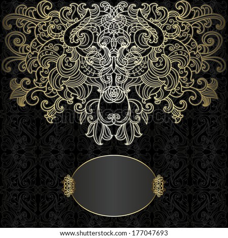 Original card with black and gold design with space for your text with space for your text. Raster copy
