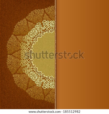 Elegant brown background with lace ornaments. Raster copy