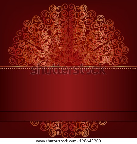 Luxury card with round gold ornament. Place for your text