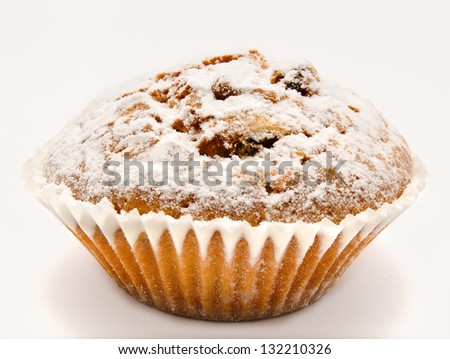 Muffin icing sugar isolated on a white background