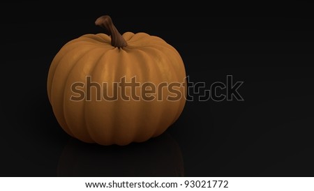 pumpkin on glossy black ground
