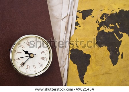 Clock and world map