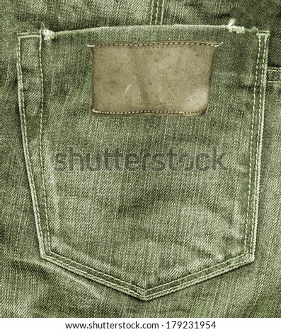 green jeans pocket,label