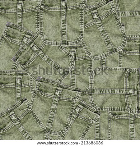 background of the same gray-green jeans pockets