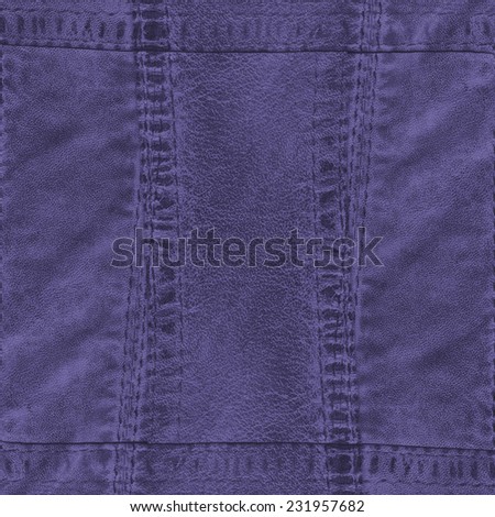 blue leather texture, seams.Fragment of leather clothing accessories