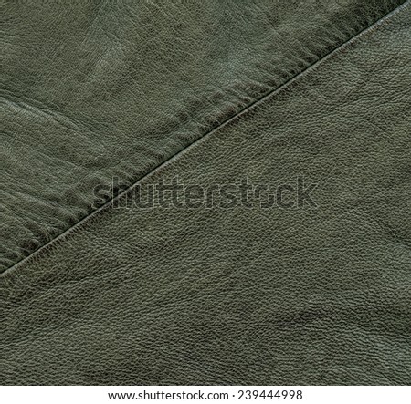 green leather texture, seam. Leather background.