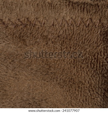 brown faux fur, stitches