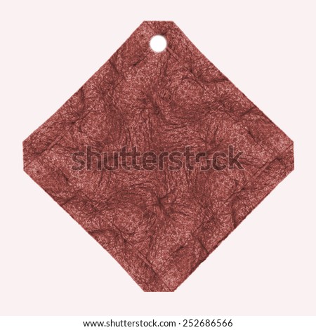 handmade red leather rhombic pendant on white