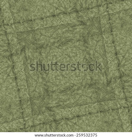 green background based on leather and fur textures, seams,frame