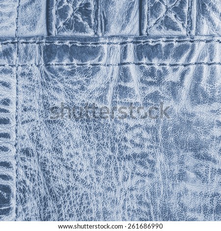 blue leather texture. ( Fragment of leather jacket)