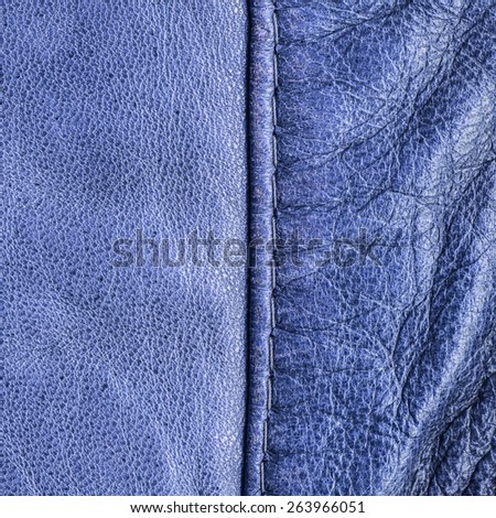 blue leather texture, seam. Leather background