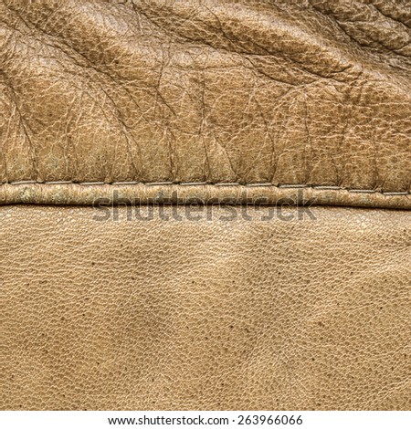 light brown leather texture, seam. Leather background