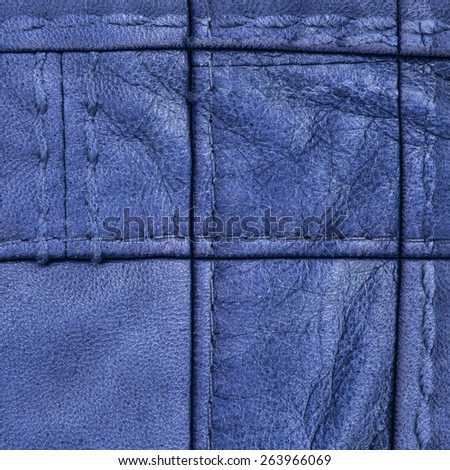 blue leather texture, seams. Leather background