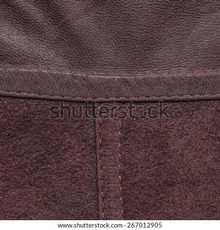 background of two kinds of red-brown leather, seams, stitches