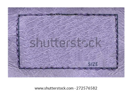 violet leather label on white background, frame