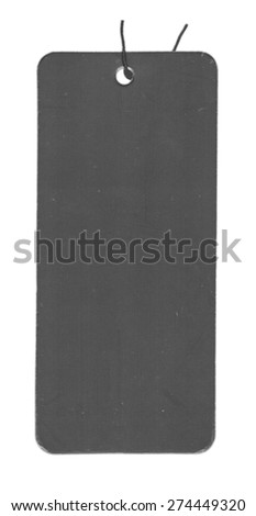 old black blank cardboard tag isolated on white background