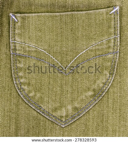 yellow-green back jeans pocket on jeans background