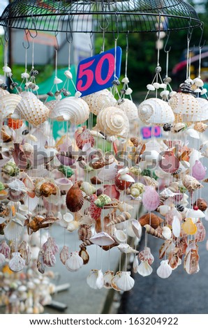 Mobile made from various shells for sale in Phuket,Thailand