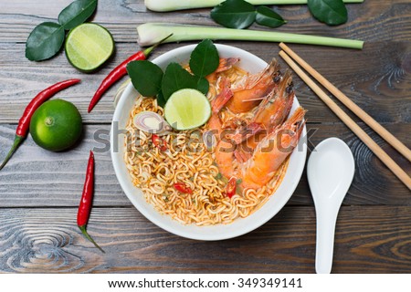Thai style noodle, tom yum kung