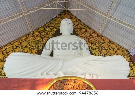 The white statue of Buddha in Wat Pa Huay Lad in Phurua Loei ,Thailand