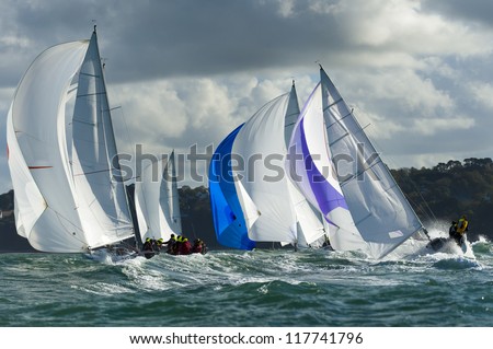 group yacht at regatta in the swell
