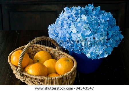 orange and blue hydrangea