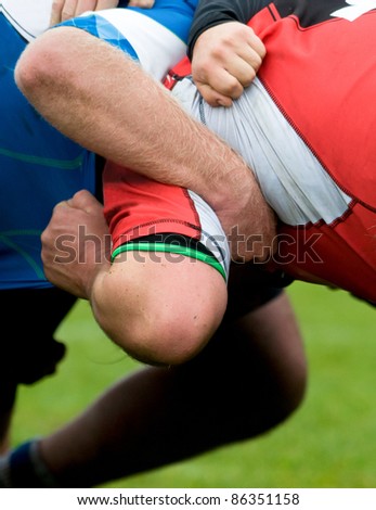 arms and forearms at rugby scrum sport