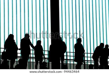group of silhouette people standing