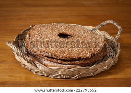 Scandinavian Crisp Bread on wooden table