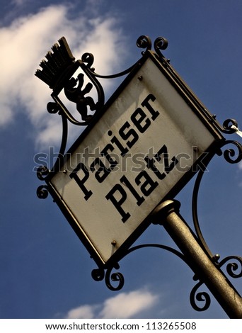 plaque with the name of the street. Parisier Platz in Berlin, germany