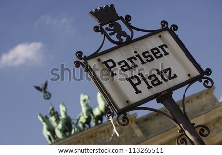 plaque with the name of the street. Parisier Platz in Berlin, germany