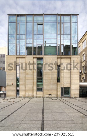 POZNAN, POLAND - JULY 18, 2014: Modern library building. University of Adam Mickiewicz in Poznan, Poland