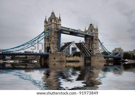 Tower Bridge (built 1886-1894) is a combined bascule and suspension bridge in London, England, over the River Thames.It is close to the Tower of London, from which it takes its name.