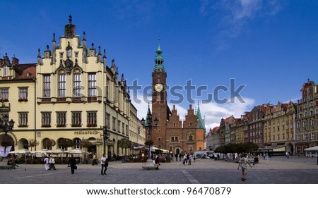 WROCLAW, POLAND - MAY 30: The Market Square, Wroclaw is a medieval market square . The square is rectangular. May 30, 2011 Wroclaw is host city Uefa Euro 2012 and European Capital of Culture 2016