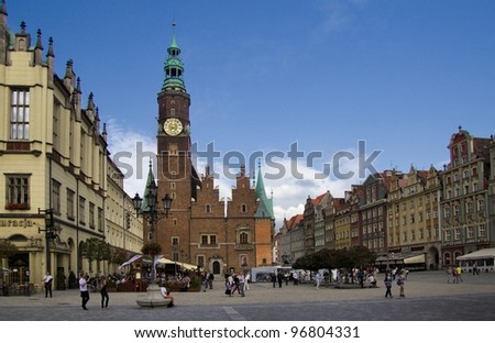 WROCLAW, POLAND - MAY 15: The Market Square, Wroclaw is a medieval market square. The square is rectangular. May 15, 2011  Wroclaw is host city Uefa Euro 2012 and European Capital of Culture 2016