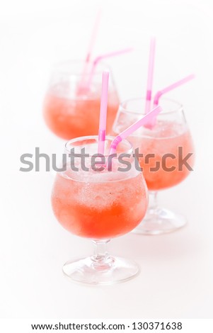 Close up photograph of colorful drinks
