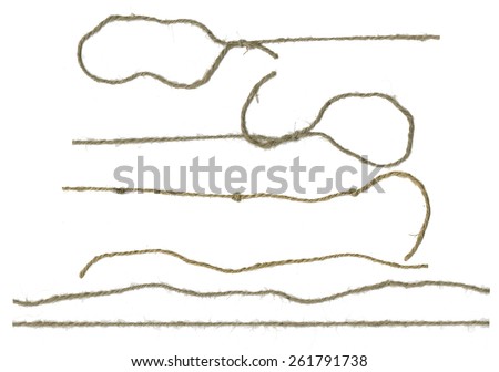 Different formations of Jute rope isolated on white. The files are large enough to be used in many ways.