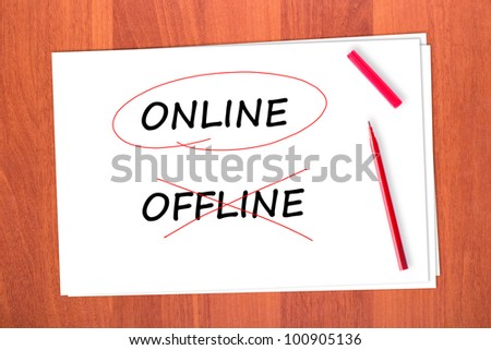 Chose the word ONLINE, crossed out the word OFFLINE