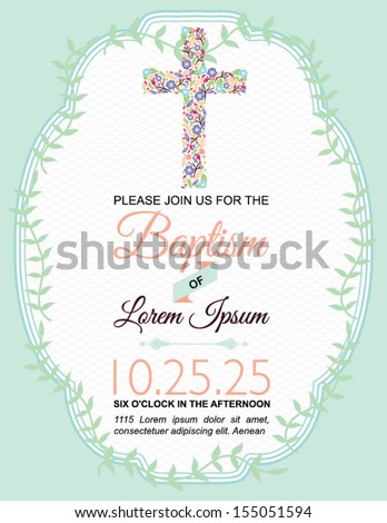Baptism Card Design on Green Background Baptism Card Design on Green Background