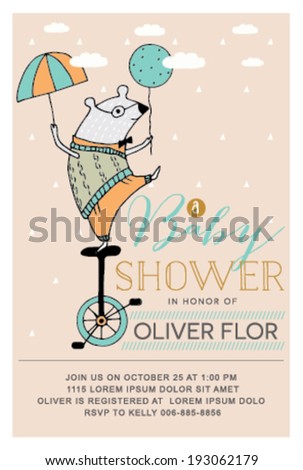 Baby Shower Invitation Card with Mouse in Vector Baby Shower Invitation Card with Mouse in Vector