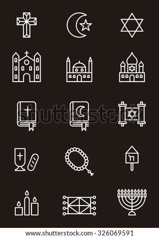 Christian, Jewish & Muslim religion icons