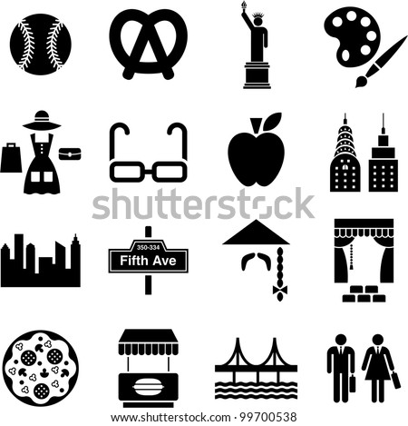 New York Icons Stock Vector Illustration 99700538 : Shutterstock